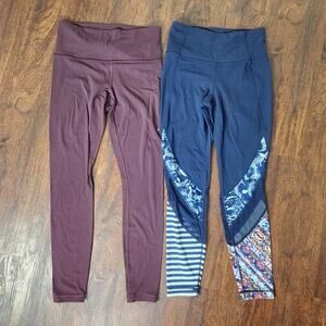 Athleta Leggings Bundle Elation Tight & Mix Print Salutation Tight, XS